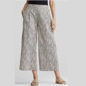 Eileen Fisher Organic Cotton Chainette Printed Wide Leg Crop Pant XL